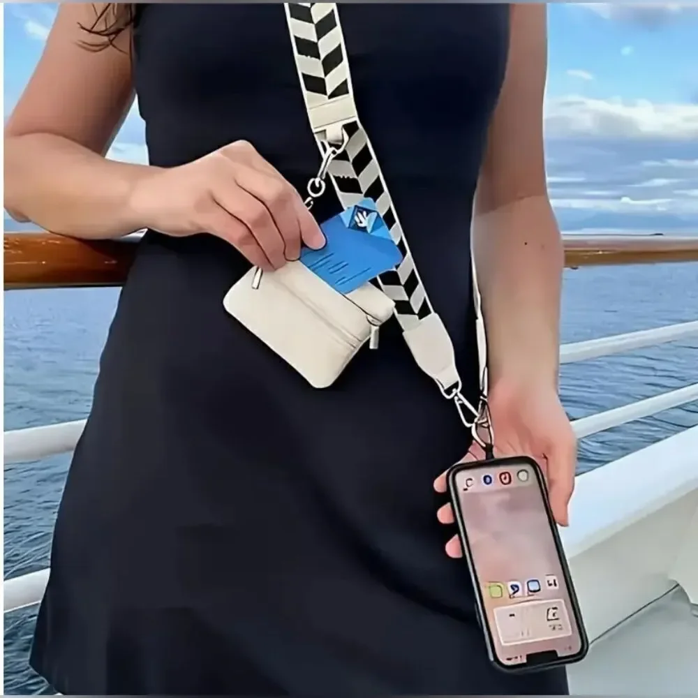 Woven Nylon Cell Phone Lanyard Strap with Wallet Pouch